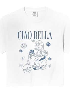 NEW Lizzie McGuire Hilary Duff Ciao Bella White Tee S